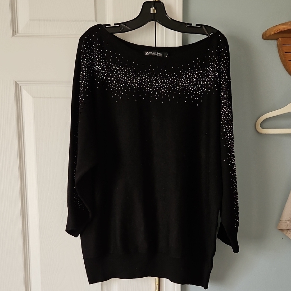 New York & Company Black Rhinestone Sweatshirt